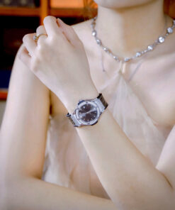 Đồng hồ Hublot Classic Fusion nữ đính đá mặt số màu xám Fake máy Nhật 33mm (6)