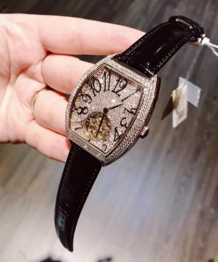 Đồng hồ Davena nam dây da màu đen