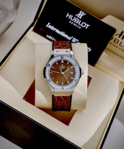 Đồng hồ Hublot nữ dây cao su màu nâu Hublot Big Bang Lady Watch máy Pin 33mm (5)