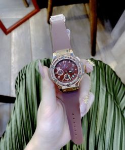 Đồng hồ Hublot nữ dây cao su màu nâu