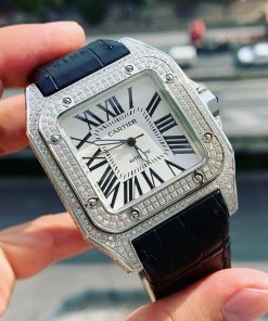 Đồng hồ Cartier nam đính đá