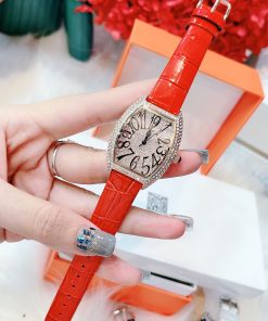 Đồng hồ Davena nữ dây da màu đỏ