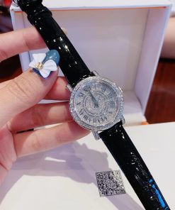 Đồng hồ Davena nữ dây da màu đen