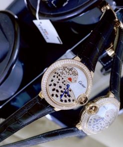 Đồng hồ Cartier nữ dây da màu đen