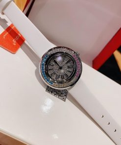 Đồng hồ Davena dây da màu trắng