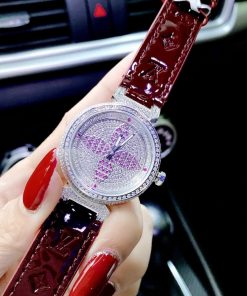 Đồng hồ Louis Vuitton nữ dây da màu đỏ đun