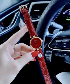 Đồng hồ Cartier nữ dây da màu đỏ