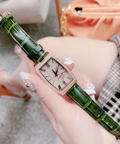 Đồng hồ Davena nữ dây da màu xanh lá cây