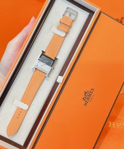Đồng hồ Hermes nữ dây da màu cam