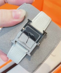 Đồng hồ Hermes nữ dây da màu trắng