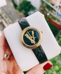 Đồng hồ nữ dây da màu đen Versace