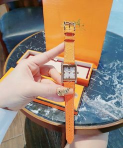 Đồng hồ Hermes nữ dây da màu cam