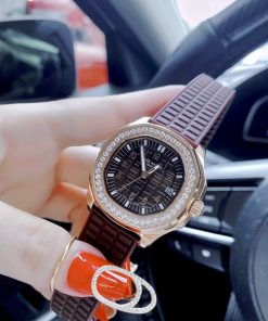 Đồng hồ PAtek Philippe nữ dây cao su màu nâu