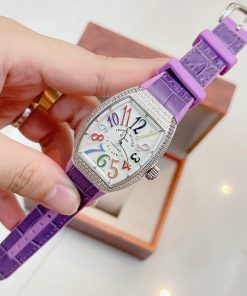 Đồng hồ Franck Muller nữ dây cao su màu tím