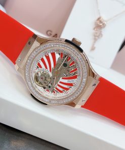 Đồng hồ Hanboro nữ dây cao su màu đỏ