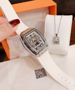 Đồng hồ nữ dây cao su Hanboro màu trắng