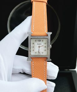 Đồng hồ Hermes nữ dây da màu cam