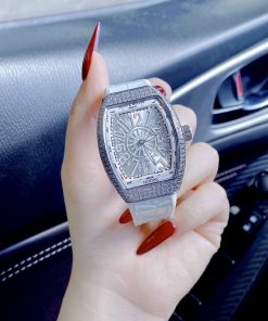 Đồng hồ Franck Muller nữ dây cao su màu trắng