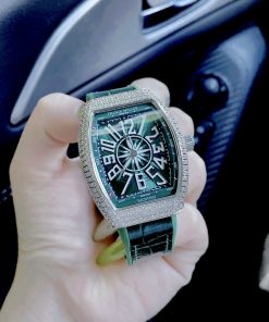 Đồng hồ Franck Muller nữ dây cao su màu xanh lá cây