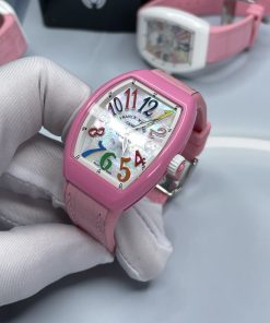 Đồng hồ Franck Muller V32 nữ dây cao su màu hồng