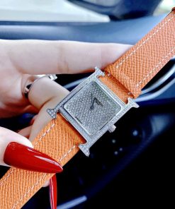 Đồng hồ Hermes nữ dây da màu cam