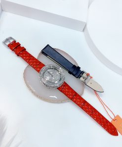 Đồng hồ nữ Davena dây da màu đỏ