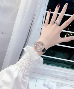 Đồng hồ nữ mặt tròn đính đá DAvena