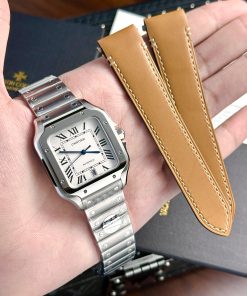 Đồng hồ Cartier Rep 11 Santos mặt trắng WSSA0018 nhà máy BV 39 (1)