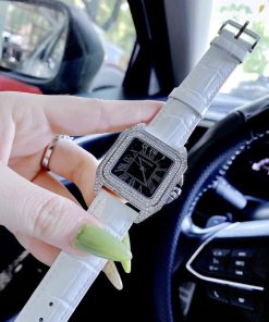 Đồng hồ Cartier nữ dây da màu trắng