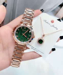 Đồng hồ Davena nữ mặt tròn đính đá