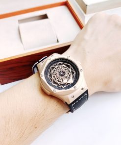 Đồng hồ nam Hanboro chính hãng dây da màu đen