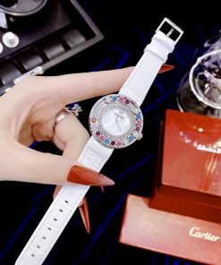Đồng hồ Swarovski đính đá dây da nữ