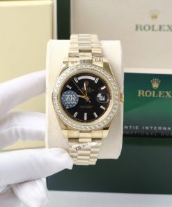 Đồng hồ Rolex nam đính đá Baguette Fake 11 máy cơ Nhật Day-Date 40mm