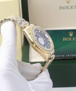 Đồng hồ Rolex nam đính đá Baguette Fake 11 máy cơ Nhật Day-Date 40mm
