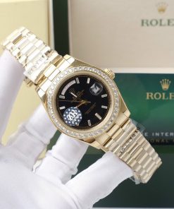 Đồng hồ Rolex nam đính đá Baguette Fake 11 máy cơ Nhật Day-Date 40mm