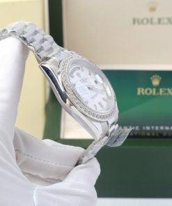 Đồng hồ Rolex Day-Date nam đính đá Baguette Super Fake máy Nhật