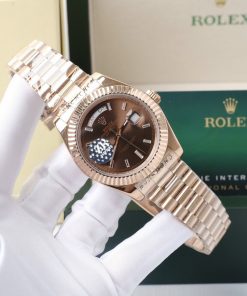 Đồng hồ nam Rolex Day-Date máy Nhật mặt số Chocolate 40mm