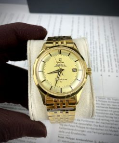 Đồng hồ Omega Constellation Automatic nam mạ vàng máy Nhật 40mm