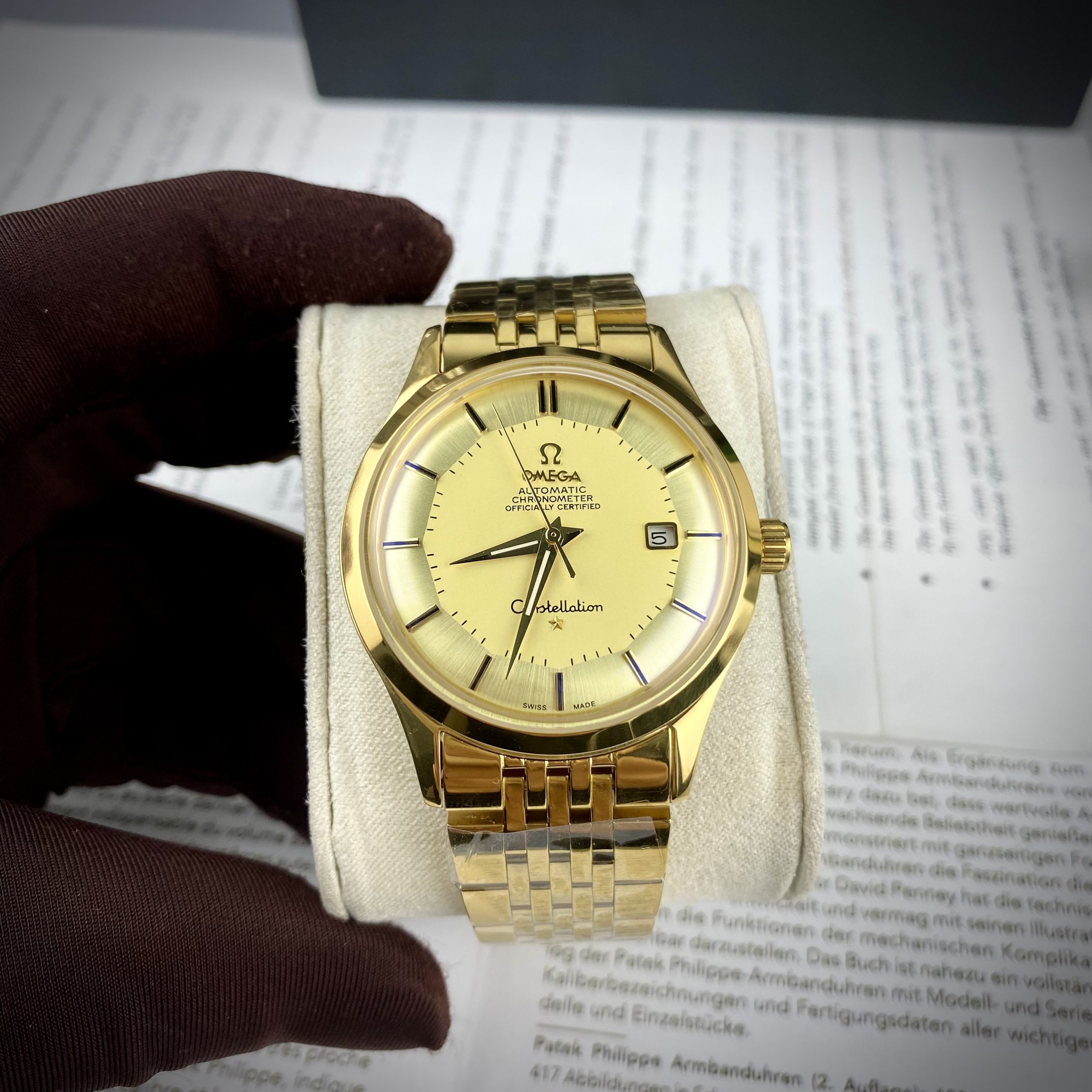 Đồng hồ Omega Constellation Automatic nam mạ vàng máy Nhật 40mm Đồng hồ Omega Constellation Automatic nam mạ vàng máy Nhật 40mm