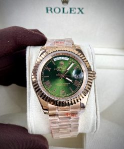 Đồng hồ Rolex Day-Date Rose gold mặt xanh lá Super Fake Nhật 40mm