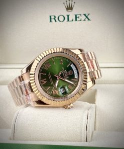 Đồng hồ Rolex Day-Date Rose gold mặt xanh lá Super Fake Nhật 40mm
