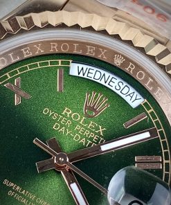 Đồng hồ Rolex Day-Date Rose gold mặt xanh lá Super Fake Nhật 40mm