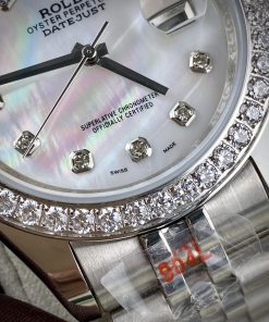 Đồng hồ Rolex DateJust mặt xà cừ nam đính đá Automatic máy Nhật 40mm