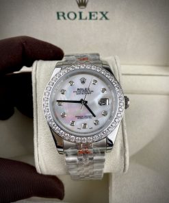 Đồng hồ Rolex DateJust mặt xà cừ nam đính đá Automatic máy Nhật 40mm