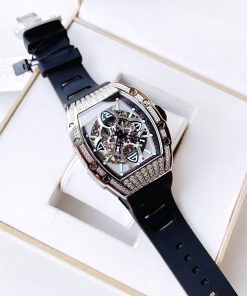 Đồng hồ cơ nam Hanboro Automatic chính hãng đính đá dây cao su