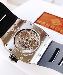 Đồng hồ cơ nam Hanboro Automatic chính hãng đính đá dây cao su