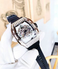 Đồng hồ cơ nam Hanboro Automatic chính hãng đính đá dây cao su