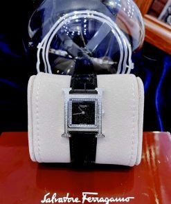 Đồng hồ Hermes nữ Like Auth mặt chữ nhật đính đá dây da 4 màu 26mm