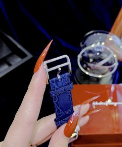 Đồng hồ Hermes nữ Like Auth mặt chữ nhật đính đá dây da 4 màu 26mm