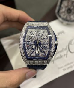 Đồng hồ Franck Muller V45 nam đính full kim cương nhân tạo màu xanh 44mm